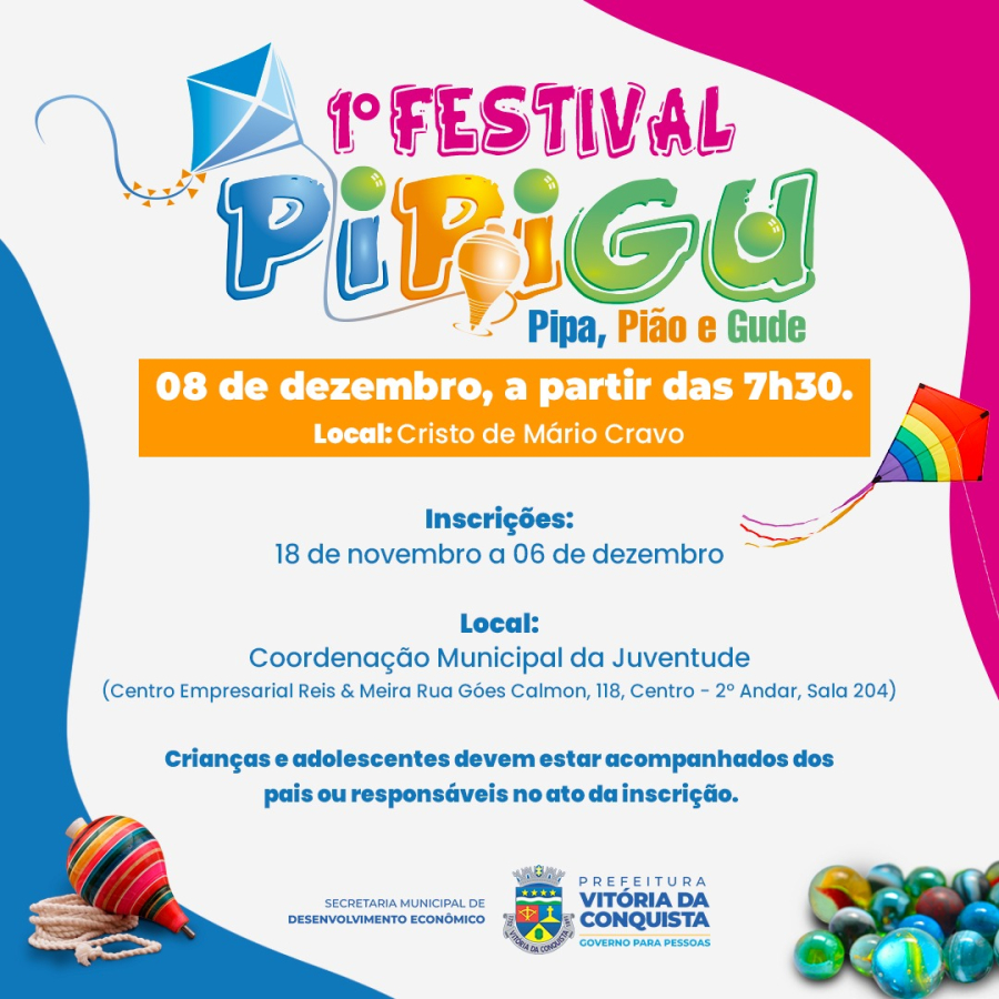 Inscrições abertas para o Festival Pipa, Pião e Gude